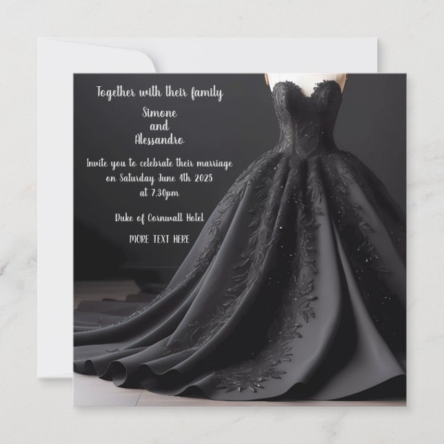 Invitation de robe de mariage noire (Devant)