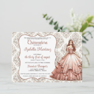 Invitation de robe rose Gold Quinceañera