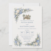 Invitation de Romance de Villa Bleu Poussiéreux