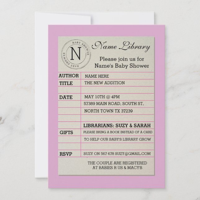 Invitation de rose de baby shower de carte de (Devant)