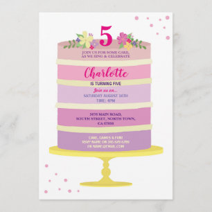 Invitation de rose de gâteau de fête