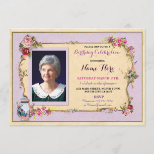 Invitation de rose de photo de théière de jardin