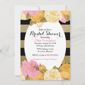 Invitation de Rose Parties scintillant pour bébé o