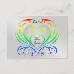 Invitation de Rsvp de coeur d'arc-en-ciel de