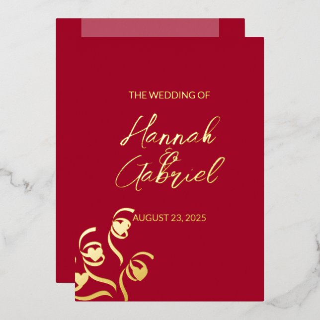 Invitation de Ruby Red Mariage Foil (Recto/Verso)