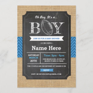 Invitation de rugby à du Baby shower de football