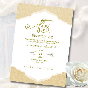 Invitation de rupture du jeûne dorée et blanche en