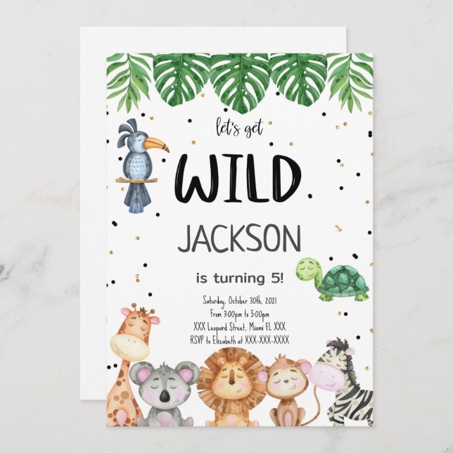 Invitation de safari modifiable (Devant / Derrière)