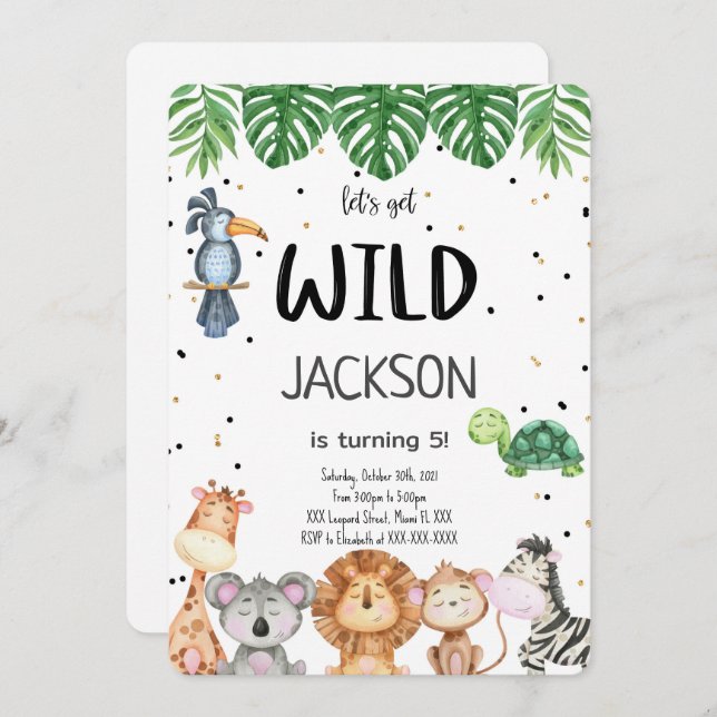 Invitation de safari modifiable (Devant / Derrière)