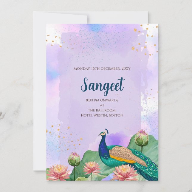 Invitation de Sangeet indien et cartes de mariage  (Devant)