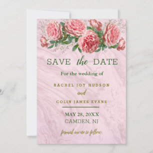 Invitation de sauvegarde de date avec des roses ro