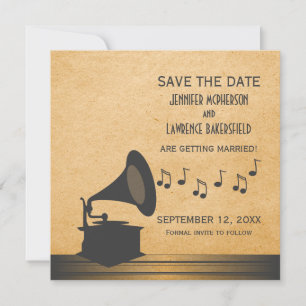 Invitation de sauvegarde de date de gramophone de 