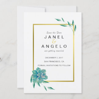 Invitation de sauvegarde de date de succulent bota