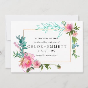 Invitation de sauvegarde de date florale de pivoin