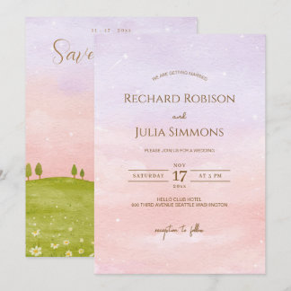 Invitation de sauvegarde de date LILAC / Aquarelle