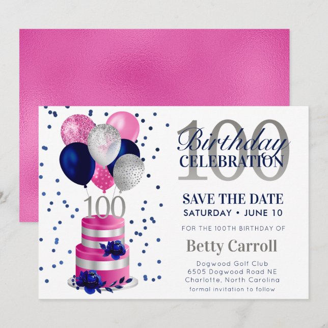 Invitation de sauvegarde de date pour les 100 ans  (Devant / Derrière)
