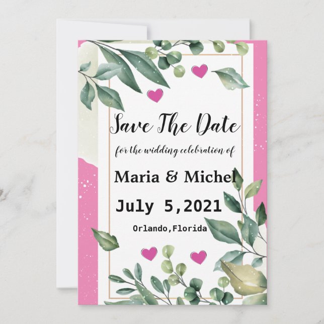 Invitation de sauvegarde de la date de mariage (Devant)
