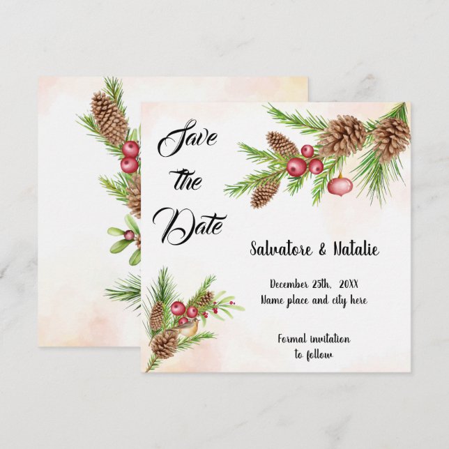 Invitation de sauvegarde de la date de Noël (Devant / Derrière)