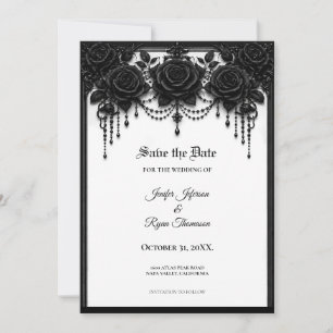 Invitation de sauvegarde gothique Roses noires