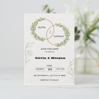 Invitation de sauvegarde simple blanche et verte