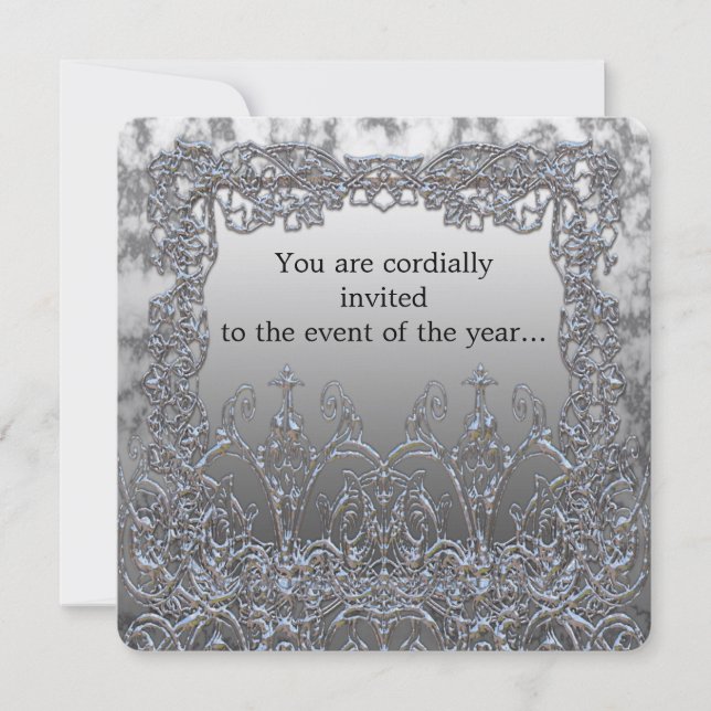 Invitation de Shampton Elegant Metallic Silver Par (Devant)