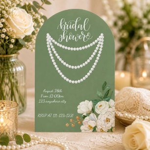 Invitation de shower de mariage perles florales ve