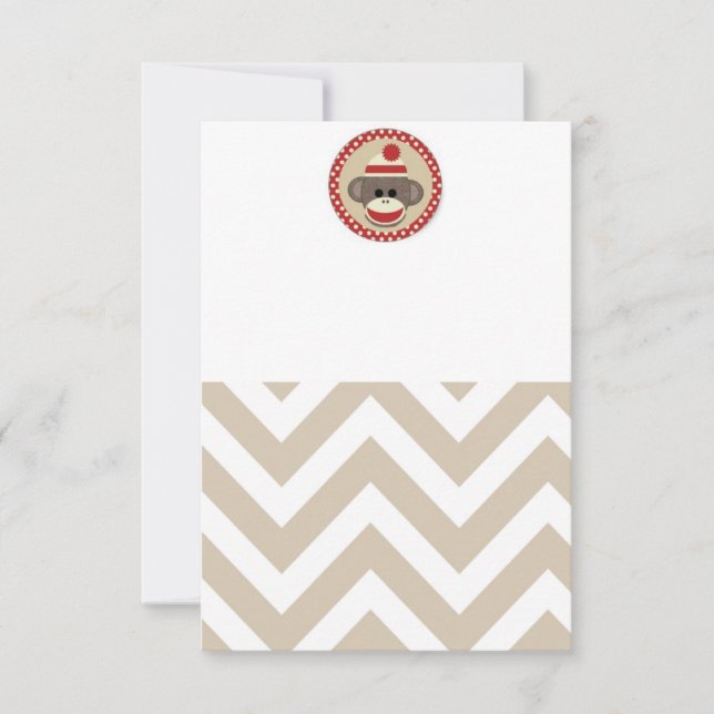 Invitation de singe de chaussette (Devant)