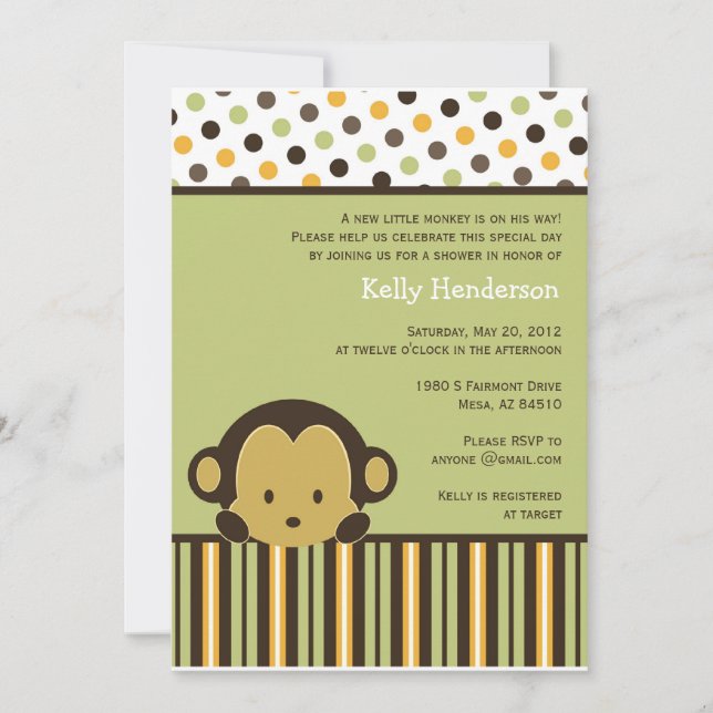 Invitation de singe Peekaboo (Devant)