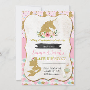 Invitation de sirène licorne