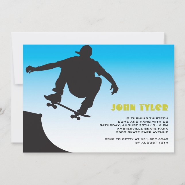Invitation de skateboard Dude (Devant)