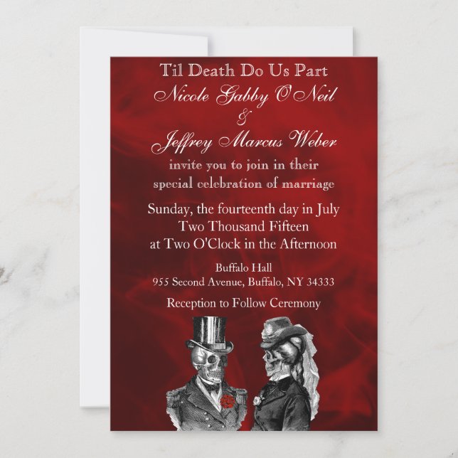 Invitation de Skeleton Skulls Mariage (Devant)