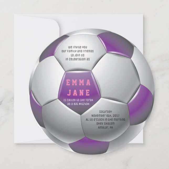 Invitation de SOCCER GIRL Bar Mitzvah (Devant)