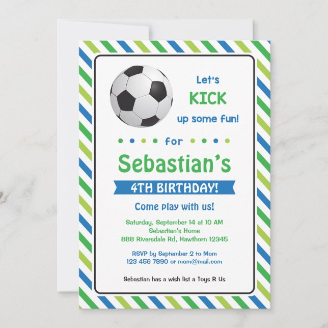 Invitation de soccer / Invitation d'anniversaire d (Devant)
