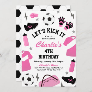 Invitation de soccer rose   Invitations de soccer
