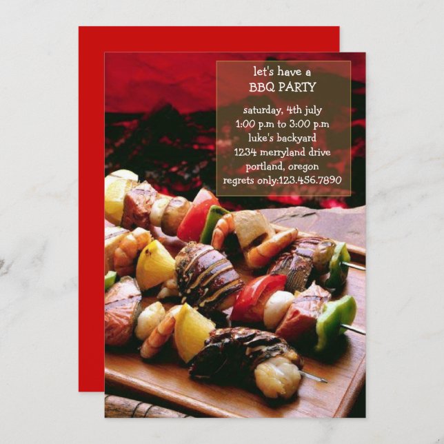 Invitation de soirée barbecue (Devant / Derrière)