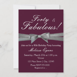 Invitation de soirée chic à arc en argent violet v