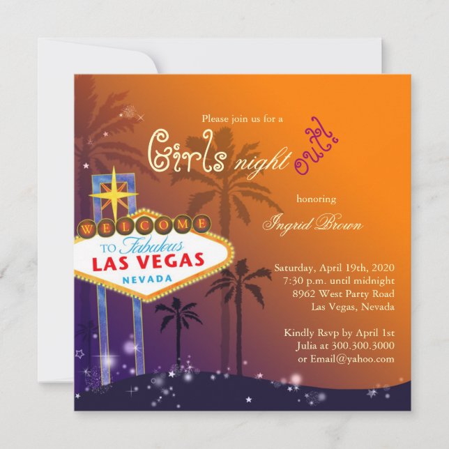 Invitation de soirée chic Las Vegas Bachelorette (Devant)