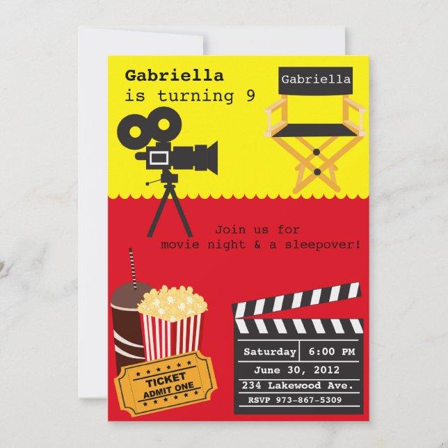 Invitation de soirée cinéma (Devant)