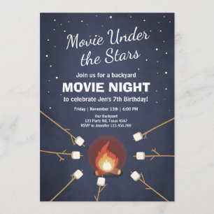Invitation de soirée cinéma sous le feu d'étoiles