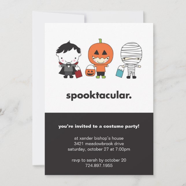 Invitation de soirée costumée d'Halloween Spooktac (Devant)