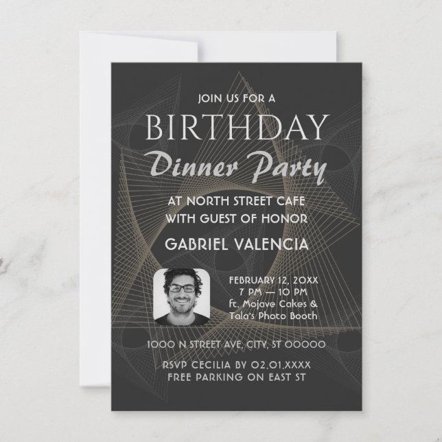 Invitation de soirée d'anniversaire géométrique (Devant)