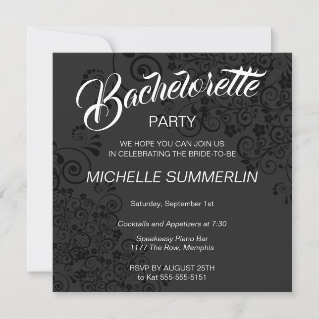 Invitation de soirée de bachelorette frontière élé (Devant)