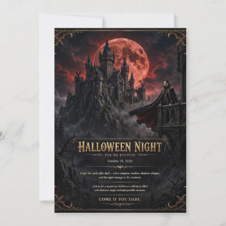 Invitation de soirée de château gothique de lune d