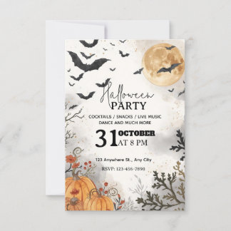 Invitation de soirée d'Halloween en aquarelle - Mo