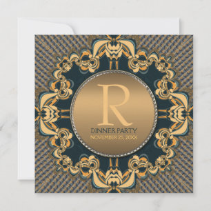 Invitation de soirée élégante avec monogramme sarc