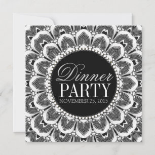 Invitation de soirée tribale Daisy noir et blanc