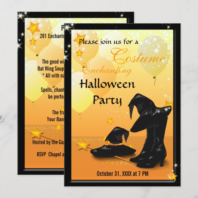 Invitation de sorcières à Halloween 2 (Devant / Derrière)