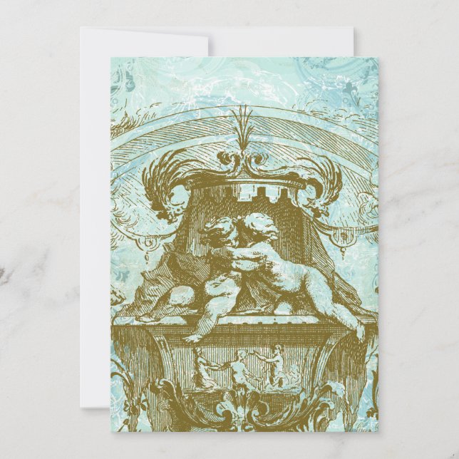 Invitation de style vintage avec des anges chérubi (Devant)