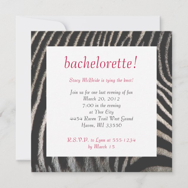 Invitation de style Zebra (Devant)