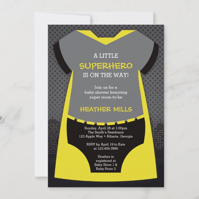 Invitation de Superhero Baby shower pour Reena (Devant)